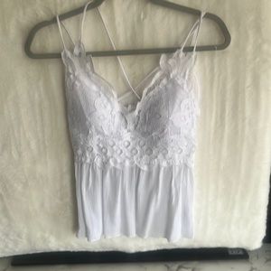 White crocheted style summer shirt open arms size small brand new never been one